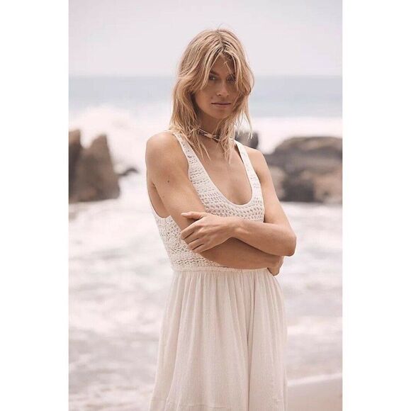 NWT FREE PEOPLE SOLEIL WIDE LEG ONE PIECE CROCHET TOP - Picture 3 of 7